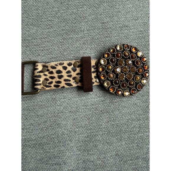 Leatherock Belt Suede Pony hair Snake skin Jeweled Buckle Women\'s L36 Western